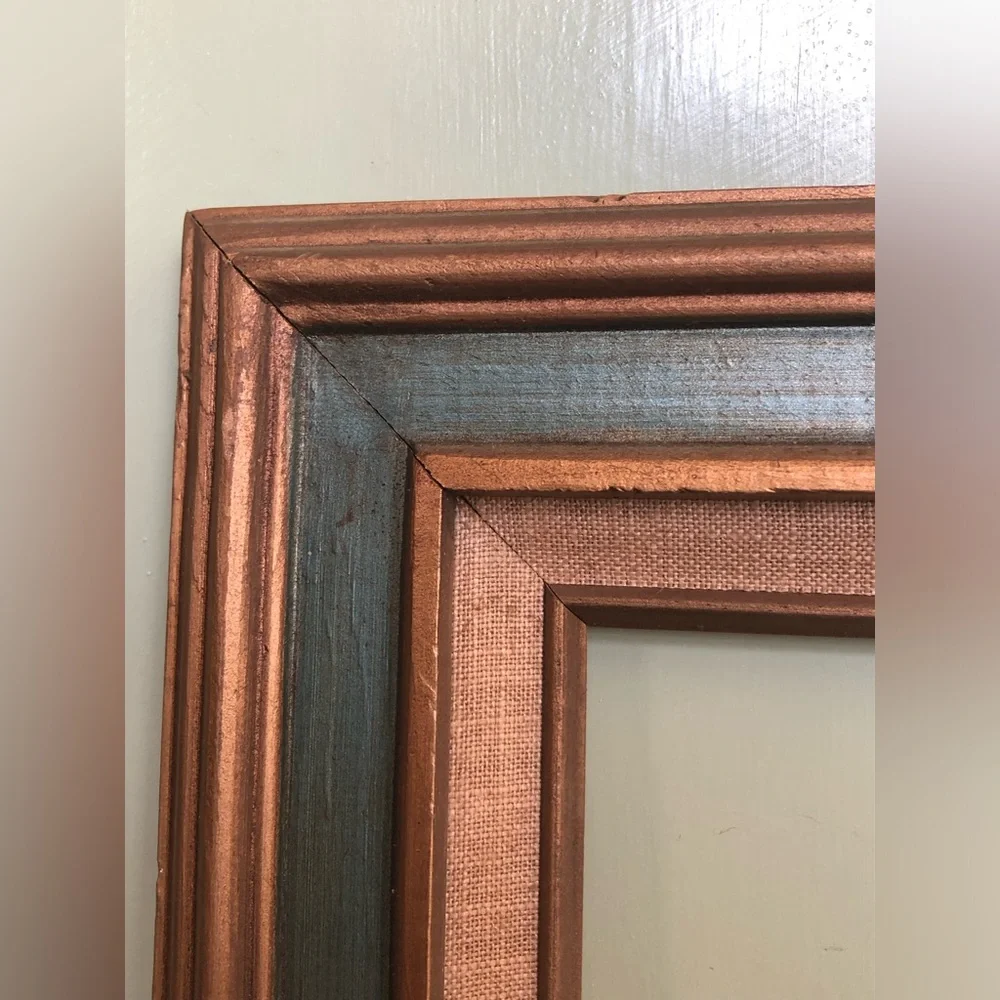 Vintage Gold Gilt And Blue Picture Frame Holds A 20x16”, Mid Century Modern